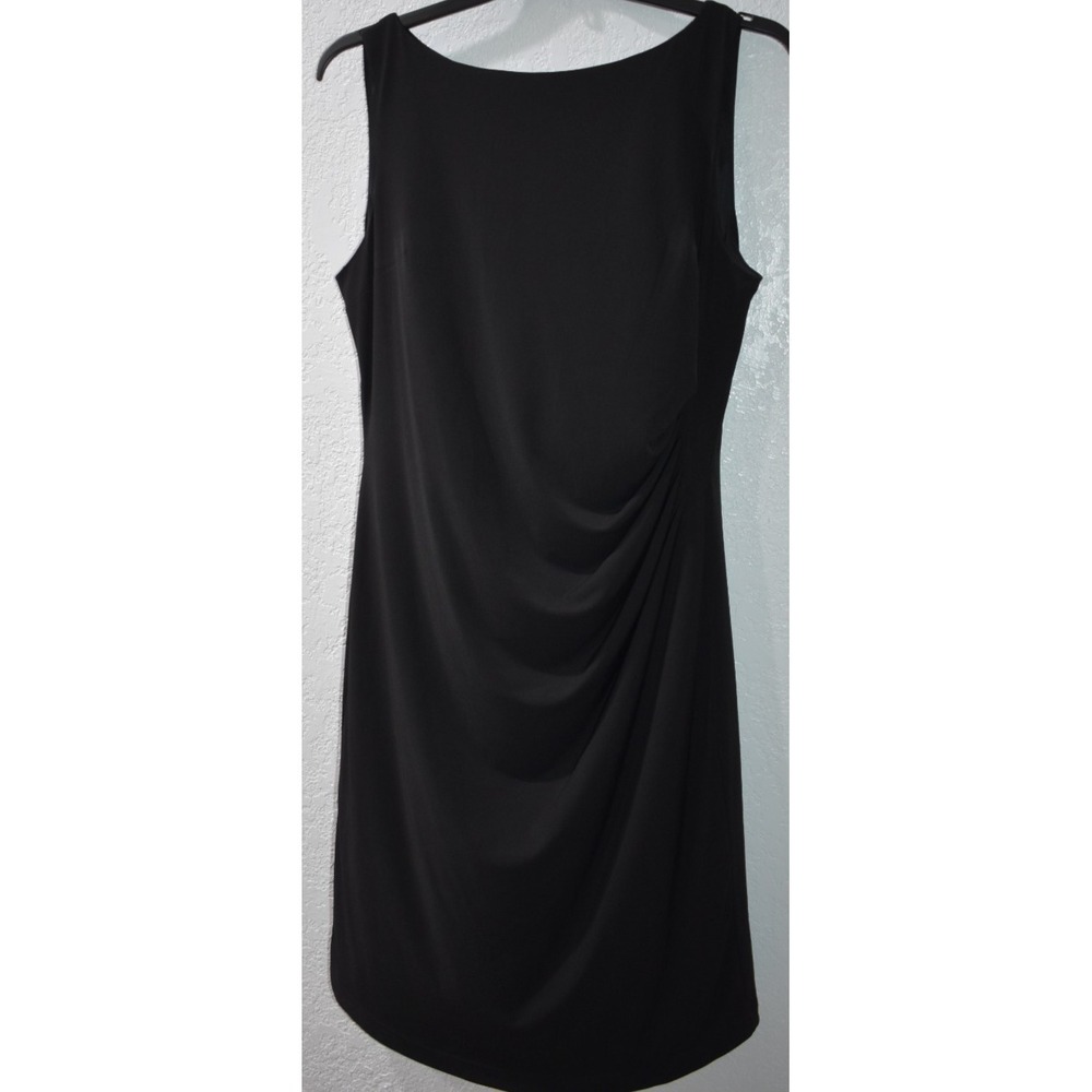 Jessica Howard 14 Sleeveless Dress Stretch Lined Gathered Side Ruching‎ Black